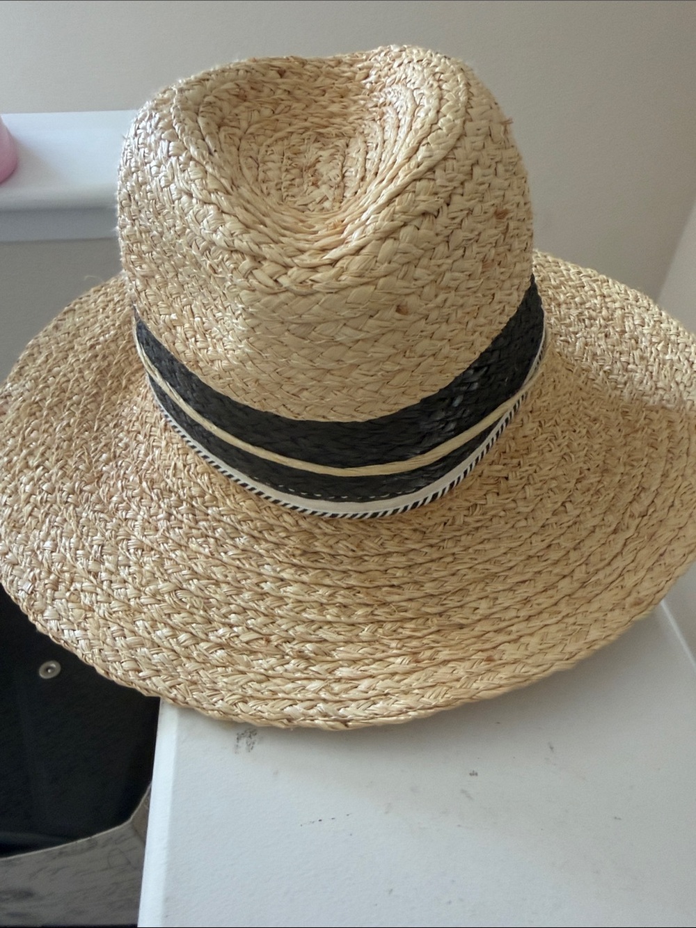 Zara Natural Straw Fedora with Black Inner Band